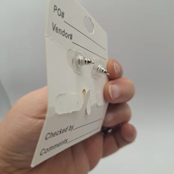 Black & Silver Statement Earrings | Rhinestone Enamel Stud Earrings | Bold - Picture 6 of 6